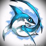 A cápa tetoválás vázlatának tesztverziója - a rajz alkalmas cápa nyak tetováláshoz