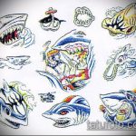 A SHARK tetoválás vázlatának érdekes változata - a rajz alkalmas cápa tetováláshoz a hátán