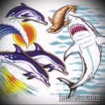 A SHARK tetoválás vázlatának eredeti változata - a rajz alkalmas kalapácsfejű cápa tetoválásra