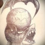 Egy remek példa a SHARK tetoválás vázlatára - a rajz alkalmas cápa láb tetoválására