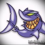 Egy egyedülálló példa a SHARK tetoválási vázlatra - a rajz alkalmas cápatetováláshoz cápa mellkasának rögzítéséhez