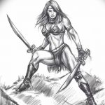 fotó vázlat egy tetováló amazonról, 2018. 05. 01. №004 - tetováló amazon vázlata -