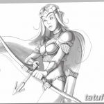 fotó vázlat egy tetováló amazonról, 2018. 05. 01. №046 - tetováló amazon vázlata -