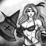 fotó vázlat egy tetováló amazonról, 2018. 05. 01. №058 - tetováló amazon vázlata -