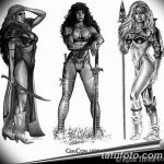 fotó vázlat egy tetováló amazonról, 2018. 05. 01. №079 - tetováló amazon vázlata -