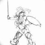 fotó vázlat egy tetováló amazonról, 2018. 05. 01. №111 - tetováló amazon vázlata -