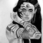 fotó vázlat egy tetováló amazonról, 2018. 05. 01. №114 - tetováló amazon vázlata -