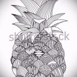 Az ananász tetoválás vázlatának érdekes változata - a rajz tetováláshoz alkalmas ananász csípi a nyelvet