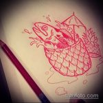 Remek példa egy PINEAPPLE tetoválás vázlatára - a rajz alkalmas ananász tetováláshoz a csuklón