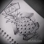 Hűvös példa a tetoválás vázlatára PINEAPPLE - a rajz tetováláshoz alkalmas ananász szúrja a nyelvet