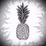 A PINEAPPLE tetoválás vázlatának eredeti változata - a rajz alkalmas ananász tetováláshoz a nyakon