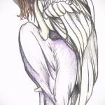 Angyal tetoválás vázlat - lány hosszú ruhában