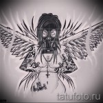 Angyal tetoválás vázlat - lány tetoválás és gázálarc