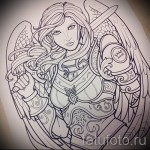 Angyal tetoválás vázlat - lány harcos páncélban