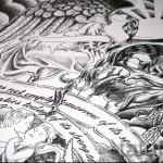 Angyal tetoválás vázlat - hűvös változat, amelyet egy lapra festettek