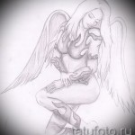 Angyal tetoválás vázlat - gyönyörű szőke