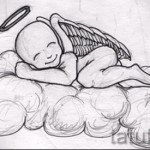 Angyal Tattoo Sketch - Baby On The Clouds