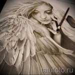 Angyal tetoválás vázlat - síró lány