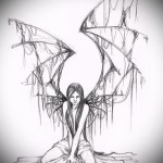 Angyal tetoválás vázlat furcsa szárnyakkal