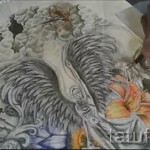 Vázlat az őrangyalok tetoválásáról - virágokkal és játékkártyákkal - kézzel készített