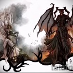 Angyalok és démonok tetoválásvázlata - gyönyörű lehetőség