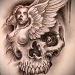 Vázlat Vázlat Tetoválás Karon Angyal Koponyával