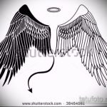 Egy angyal és egy démon tetoválás vázlatának egyedi változata - a rajz alkalmas egy angyal és egy démon tetoválására férfiaknak