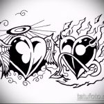 Jó példa egy angyal és egy démon tetoválás vázlatára - a rajz alkalmas egy angyal és egy démon tetoválására a lapockán