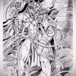 Nagyszerű példa egy Anubis tetoválás vázlatára - a rajz teljes hosszúságú anubis tetováláshoz alkalmas