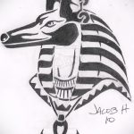 Az Anubis tetoválási vázlat egyedi változata - a rajz alkalmas a karon lévő Anubis tetováláshoz
