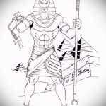 Az Anubis tetoválás vázlatának tesztpéldája - a rajz alkalmas anubis és hegyi tetoválásra
