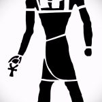 Egy egyedülálló példa egy Anubis tetoválás vázlatára - a rajz alkalmas Anubis tetováláshoz mérleggel