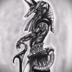 Az anubis tetoválás vázlatának remek példája - a rajz alkalmas anubis és bastet tetoválásra