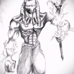 Az Anubis tetoválás vázlatának eredeti változata - a rajz alkalmas a karon lévő Anubis tetováláshoz