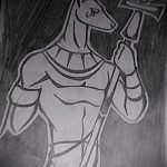 Egy érdekes példa egy Anubis tetoválás vázlatára - a rajz alkalmas anubis és bastet tetoválásra