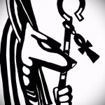 Tesztpélda egy Anubis tetoválás vázlatára - a rajz teljes hosszúságú anubis tetováláshoz alkalmas