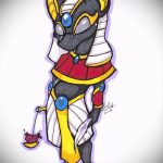 Jó példa az anubis tetoválás vázlatára - a rajz alkalmas anubis gore tetoválásra