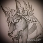 Jó példa az anubis tetoválás vázlatára - a rajz alkalmas anubis és bastet tetoválásra