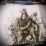 Tesztpélda egy Anubis tetoválás vázlatára - a rajz alkalmas Anubis tetováláshoz a karon