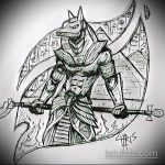 Az anubis tetoválás vázlatának érdekes változata - a rajz alkalmas anubis tetoválásra és ra jelentésre
