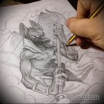 Az anubis tetoválás vázlatának tesztverziója - a rajz alkalmas anubis tetoválásra a nyakon