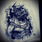Tesztpélda egy Anubis tetoválás vázlatára - a rajz alkalmas anubis és hegyi tetoválásra