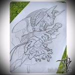 Eredeti példa egy Anubis tetoválás vázlatára - a rajz teljes hosszúságú anubis tetováláshoz alkalmas