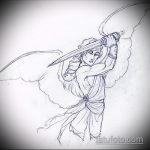 Mihály arkangyal tetoválás eredeti vázlata - a rajz alkalmas Mihály arkangyal tetoválására az oldalán