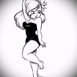 Lehetőség egyedi vázlat készítésére egy balerinával készült tetováláshoz - remek ötlet létrehozása a tetováláshoz