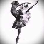 Lehetőség egyedi vázlat készítésére egy balerinával készült tetováláshoz - remek ötlet létrehozása a tetováláshoz