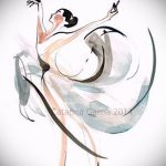 Példa egy stílusos vázlatra egy balerina tetováláshoz - menő tetováló ötlet létrehozása