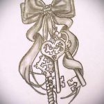 vázlat egy 52 -es számú tetováló íjról - a kép hűvös változata, amely sikeresen használható átalakításra és íj rajzolására a lábfejre tetoválásként