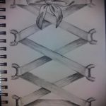 íj tetoválás vázlat # 969 a minta érdekes változata, amely jól használható az íjak véglegesítésére és felhelyezésére a combokra tetoválásként