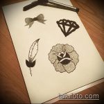 íj tetoválás vázlata 412 -es számmal - a minta egyedi változata, amely jól használható az íj feldolgozására és felhelyezésére a lábán tetoválásként